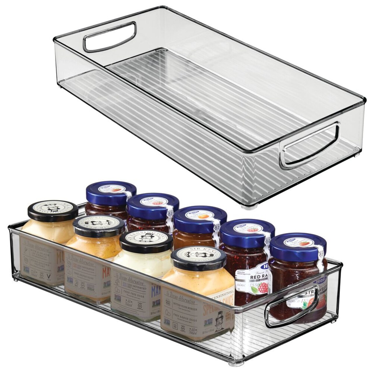 mDesign Plastic Kitchen Pantry Cabinet Food Storage Bin, 2 Pack - Smoke Gray